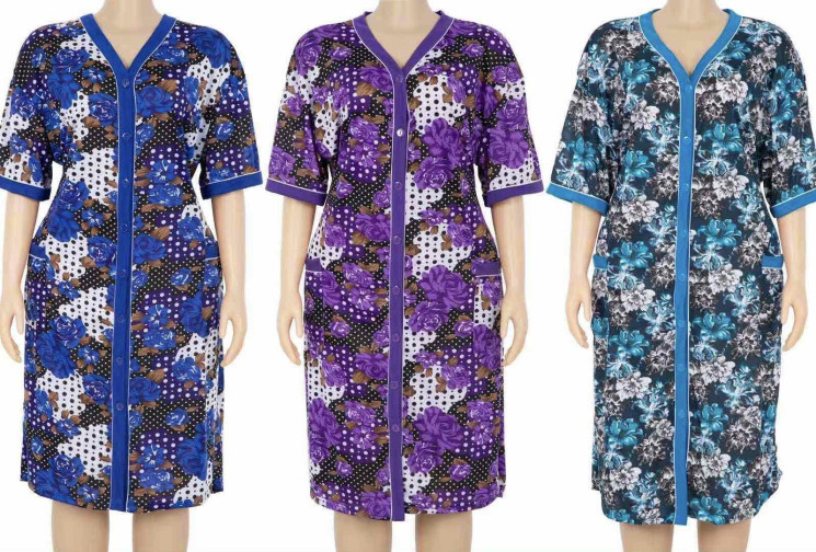 Халат жіночий "S40" (р: 10XL-18XL) мікс кольорів, в упаковці 5 шт. №371936 - Mixmoda SER1772
