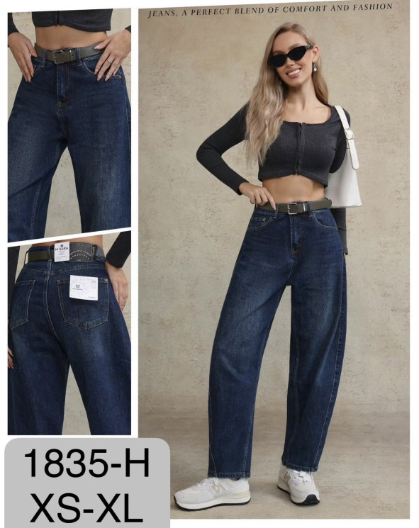 Джинси жіночі баггі м.1835-Н (р:XS-XL) в упаковці 6 штук №764484 - UNO2Uva SER1864