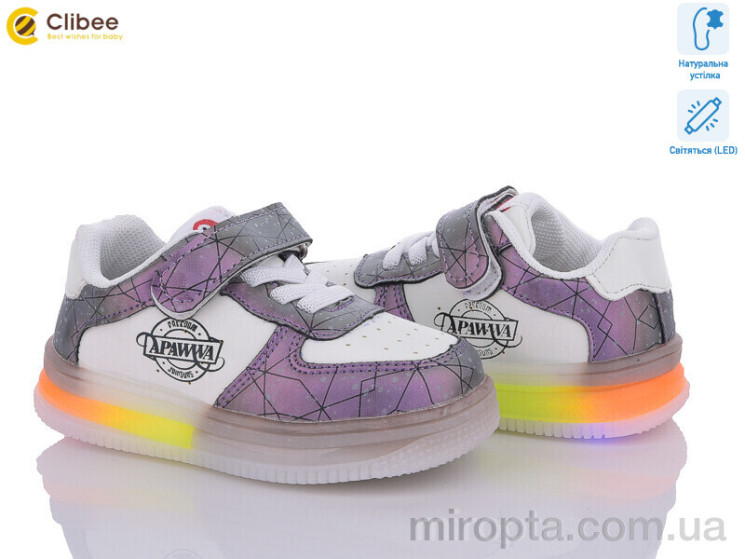 Кросівки NC61-1 purple LED р: 21-25, в упаковці: 6 пар, купити тільки гуртом - 870194