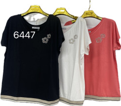 Футболка жіноча "6447" (р: 46-56) 3 кольори, в упаковці 6 шт. №369611