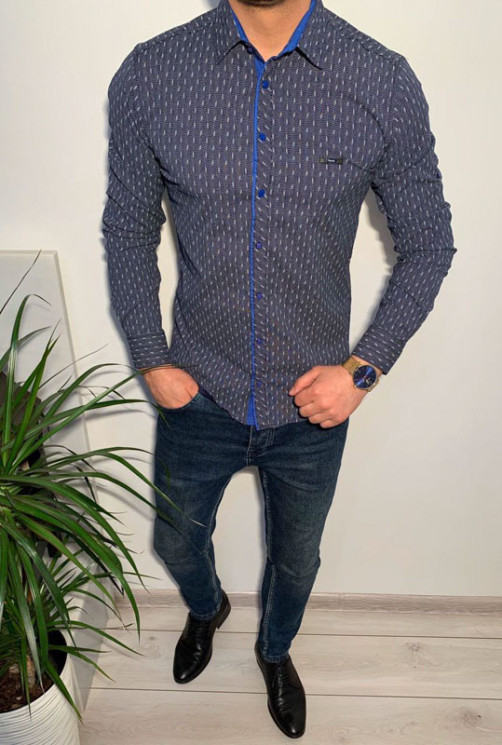 Сорочка No Brand р M-3XL Чоловіча R457 navy - NikNumbers SE1041-1042