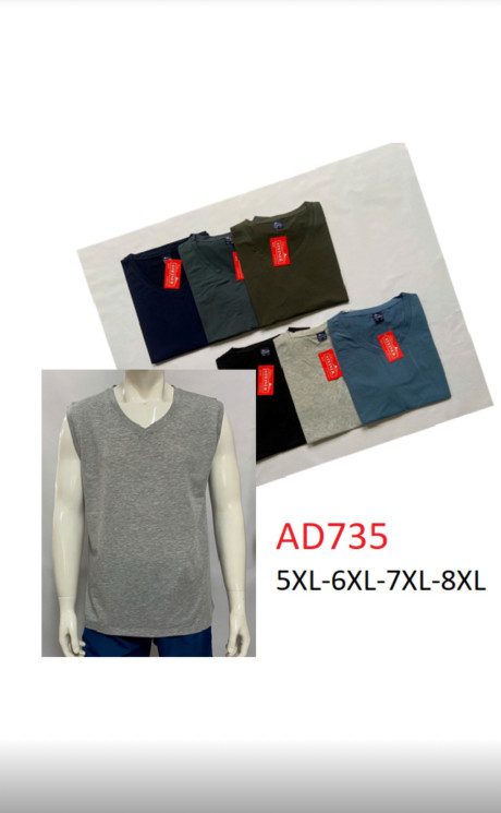 Майка чоловіча, трикотаж, м.AD735 (р. 5XL-8XL ), мікс кольорів, в упаковці 5 шт. №329312 - Vanda SE1013