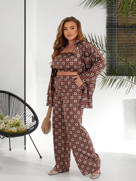 Костюм жіночий, шовк принт, м. 1681 (р: 50-54, 56-58) №710141 - GrandFashion AV4663 м. 1681