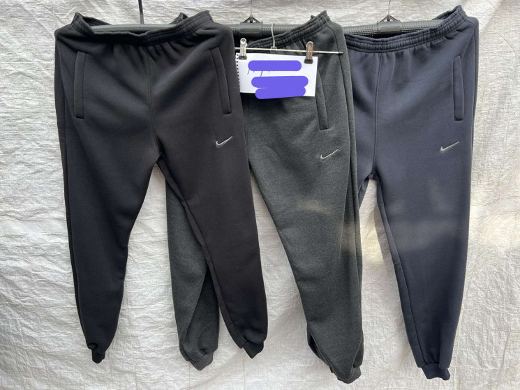 Спортивні штани чоловічі, "Nike" байка на флісі, полубатал (р: 50-58) 3 кольори, в упаковці 5 штук  №600814 - Megasport