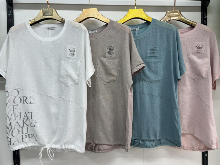 Футболка жіноча льон м.9586 (р:3XL-6XL) 4 кольора в упаковці 4 штуки №762843 - Moda SE661