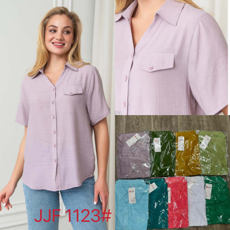 Сорочка блузка "1123" жіноча льон (Розмір: XL-4XL) 9 кол в уп 4 шт №157275 - 