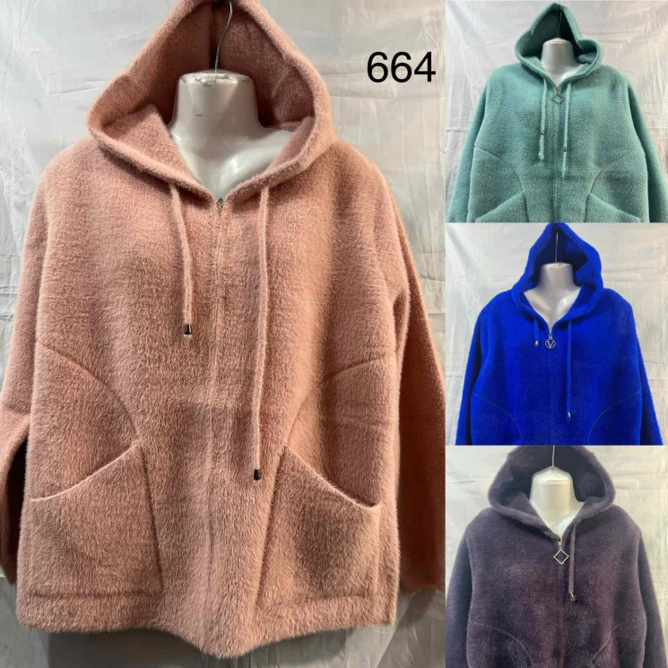 Кардиган жіночий, альпака, м.664 (р. 52-58 ), мікс кольорів, в упаковці 5 штук №347196 - Vanda SE1013