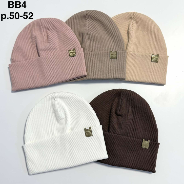 Шапка дитяча "BB4" трикотаж, рубчик (р: 50-52) мікс кольорів, в упаковці 5 шт. №389593 - Koroleva 470