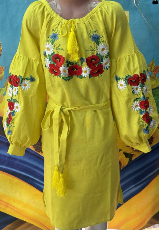 Сукня вишиванка дитяча, льон, (розміри: 158-176 ), в упаковці 4 штуки №320548 - Delux 909