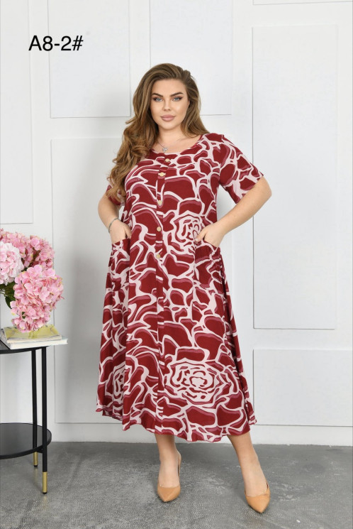 Сукня жіноча, штапель, м.А8-2 (р. 2XL-4XL), мікс кольорів, в упаковці 12 штук №343508 - Focus zel 1396