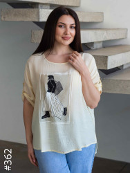 Блузка жіноча льон , м.362, (Розмір: 3XL-6XL), в упаковці 4 штуки, №751640