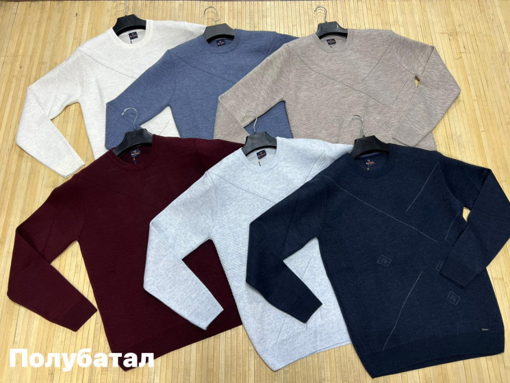 Светр чоловічий, в'язка (р: L,XL,2XL) 6 кольорів, в упаковці 3 шт. №378523 - Turkey SE897