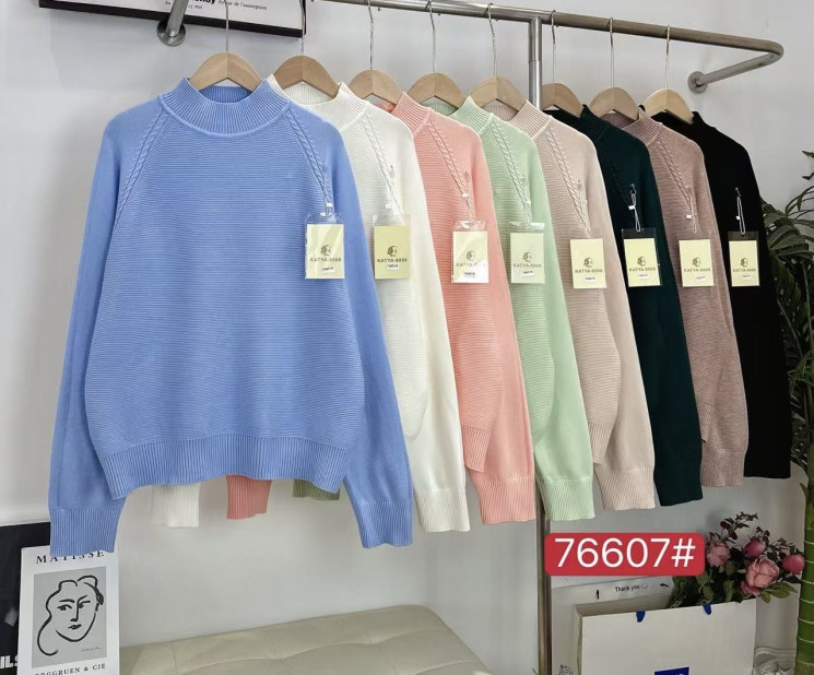 Светр жіночий, кашемір, м.76607(р. 46-50), мікс кольорів, в упаковці 5 штук №337002 - Love SE 973-975