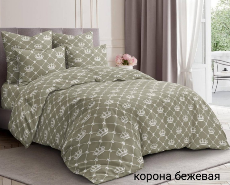 Комплект постільної білизни, бавовна, м.Корона бежевая (р: двохспальний) №327167 - Palma RZ3641