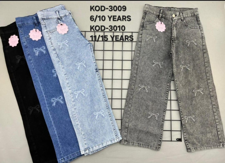 Джинсові штани дитячі, джинс, м.3010 (розмір: 11-15 років), 4 кольори, в упаковці 5 штук №346334 - 