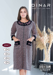 Халат жіночий, велюр на котоновій основі, м.4647 (Розмір: 2XL-5XL), в упаковці 4 штуки №319404