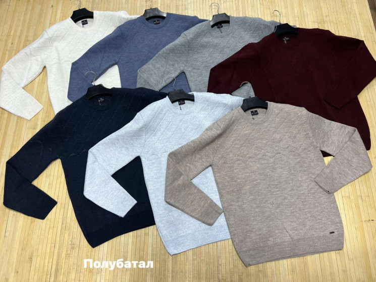 Светр чоловічий, в'язка (р: L,XL,2XL) 7 кольорів, в упаковці 3 шт. №378524 - Turkey SE897