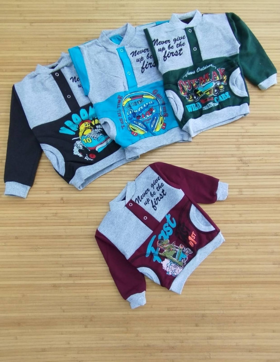 Батник дитячий (р. 3-7 років) двонитка, 4 кольори, в упаковці 4 штуки №950007 - Ezra 1054/1055