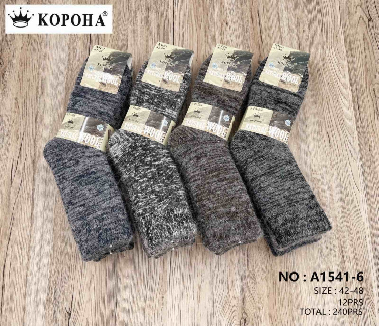 Шкарпетки чоловічі, бавовна, махра, м. А1541-6 (розмір: 42-48), мікс кольорів, в упаковці 12 штук №348106 - Chiny 2598