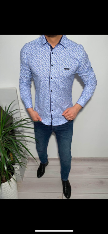 Сорочка No Brand р M-3XL Чоловіча S904 blue - NikNumbers SE1041-1042