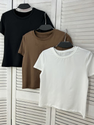 Футболка жіноча "0221" котон (р: one size) 3 кольори, в упаковці 5 шт. №385941