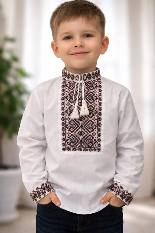 Вишиванка дитяча, льон (розміри: зріст 104-140 ), в упаковці 4 штуки №342731 - Delux 909