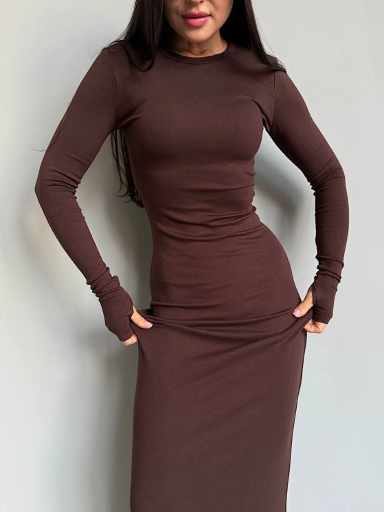 Сукня жіноча максі в стилі Skims, мікродайвінг м. 395 (р. 42-44, 46-48) шоколад №415763 - 