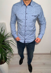 Сорочка No Brand р M-3XL Чоловіча R461 l.blue