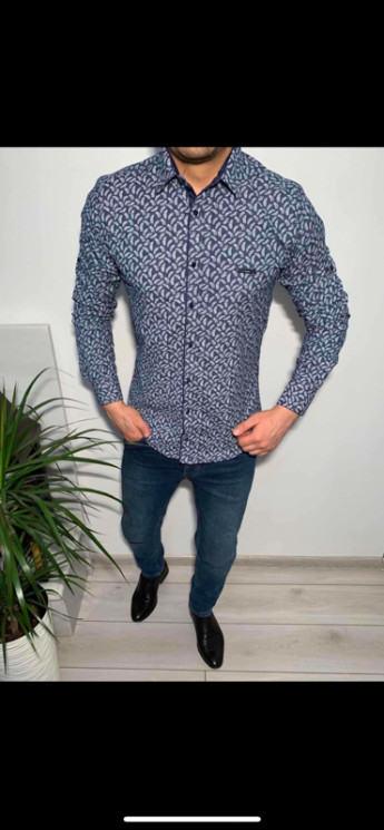 Сорочка No Brand р M-3XL Чоловіча S905 blue - NikNumbers SE1041-1042