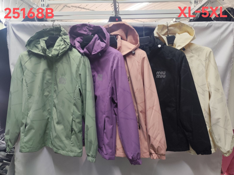 Вітрівка жіноча, плащівка, м.25168В (р. XL-5XL ), 5 кольорів, в упаковці 5 штук №333594 - 