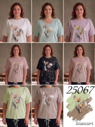Футболка жіноча котон м.26067 (р.48-54) 8 кольорів в упаковці 4 штуки  №763135