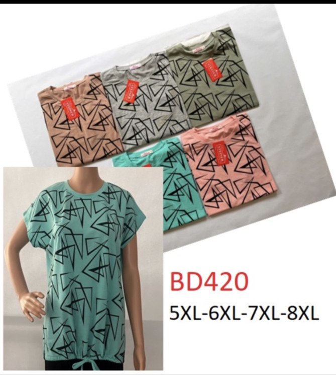 Туніка жіноча, трикотаж, м.BD420 (р. 5XL-8XL ), мікс кольорів, в упаковці 5 штук №331268 - Vanda SE1013