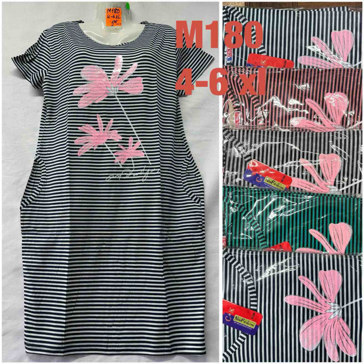 Сукня жіноча, трикотаж, м.М180 (розмір: 4XL-6XL ), мікс кольорів, в упаковці 5 штук №342816 - Vanda SE1013