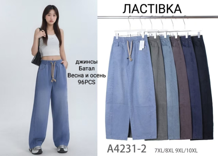 Джинси жіночі, джинс, м.А4231-2 (Розмір: 7XL-10XL ), мікс кольорів, в упаковці 6 штук №345181 - Hang SE641