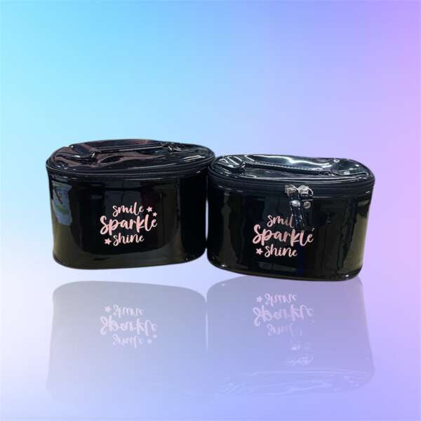 Красива лакова Косметичка 2 в 1 Smi Sparkle Shine Чорна м.25-200 (р.23×17×14 см и 20×16×12 см) №758757 - Amsterdam HR277