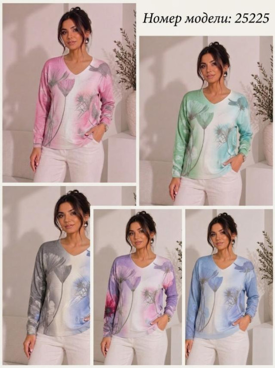 Кофта жіноча кашемір м.25225 (Розмір:50-54) мікс кольорів в упаковці 3 штуки №764300 - Smile RZ4457