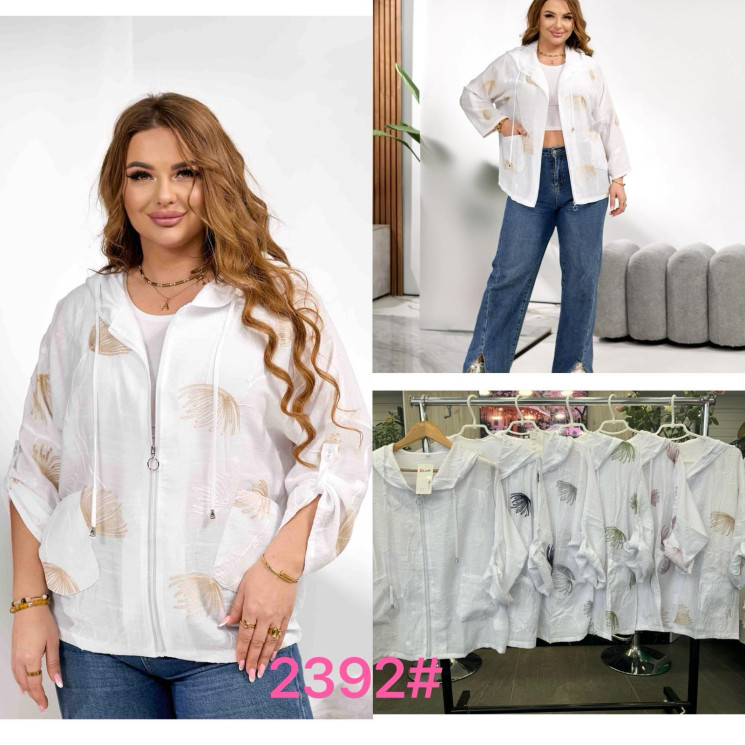 Сорочка жіноча, льон, м.2392 (Розмір: XL-4XL ), мікс кольорів, в упаковці 8 штук №344174 - Iris BG/PO 436