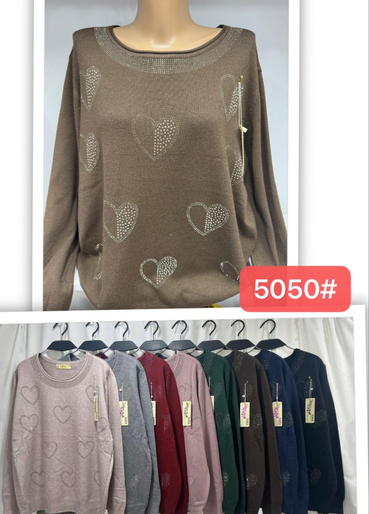 Светр жіночий кашемір м.5050 (р.52-56) мікс кольорів в упаковці 5 штук №758961 - Cute WE3128