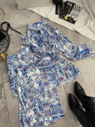 Костюм жіночий, шовк з принтом м. 719 (р. S-M, L-XL) №405120