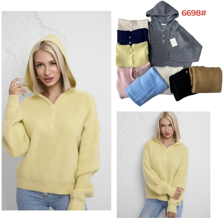 Светр жіночий, кашемір, м.6698 (р. 46-50 ), мікс кольорів, в упаковці 5 штук №333259 - Love SE 973-975