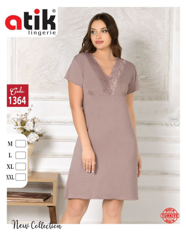 Нічна сорочка жіноча, бамбук, ажур, м.1364 (розмір: M-2XL ​), в упаковці 4 штуки №339733 - Karahan HR1930