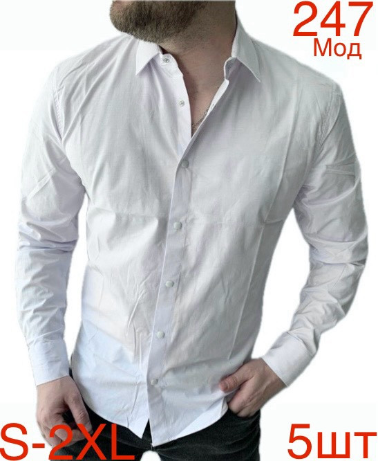 Сорочка чоловіча стрейч котон  м.247 (р: S-2XL)  в упаковці 5 штук №756587 - Nadiyka BG/PO2161-2162