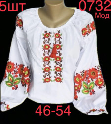 Вишиванка жіноча, паплін "0732" (р: 46-54) 2 кольори, в упаковці 5 шт. №360775