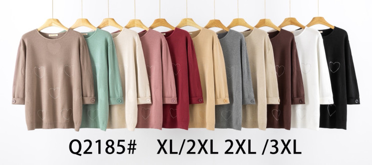 Светр жіночий, кашемір, м.Q2185 (р. XL-3XL ), мікс кольорів, в упаковці 20 штук №338838 - Vanda SE1013