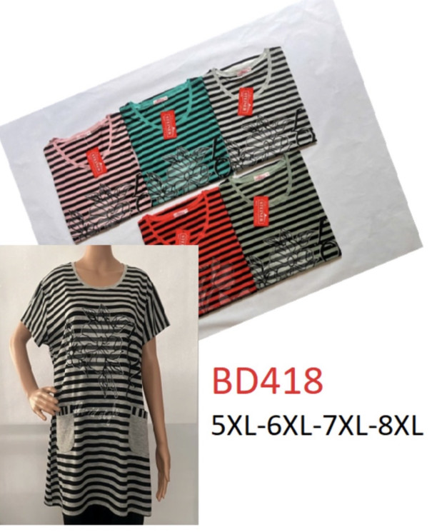 Туніка жіноча, трикотаж, м.BD418 (р. 5XL-8XL ), мікс кольорів, в упаковці 5 штук №331269 - Vanda SE1013