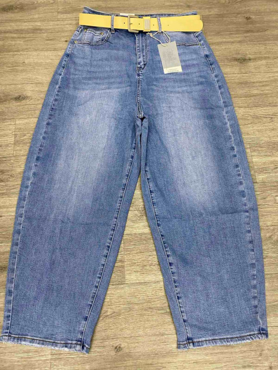 Джинси жіночі баггі стрейч з ременем м.131-4B (р:L-4XL) в упаковці 6 штук №761235 - UNO2Uva SER1864