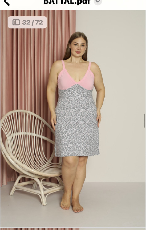 Нічна сорочка жіноча, котон, лайкра (р. 2XL, 3XL, 4XL​), в упаковці 3 шт. №316234 - Karahan HR1930