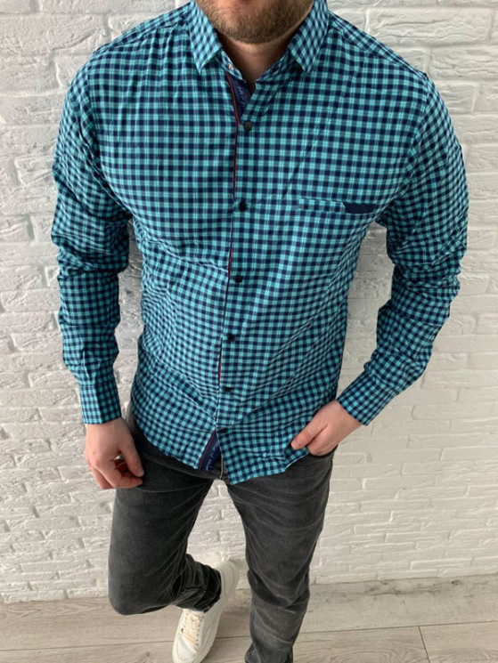 Сорочка No Brand р M-2XL Чоловіча S990 blue - NikNumbers SE1041-1042