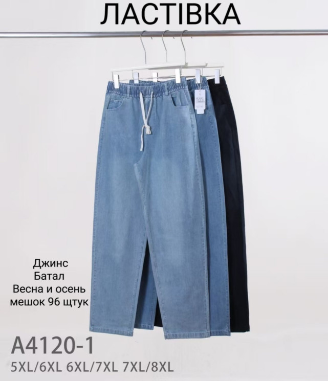 Джинси жіночі, джинс, м.А4120-1 (Розмір: 5XL-8XL ), мікс кольорів, в упаковці 6 штук №345183 - Hang SE641