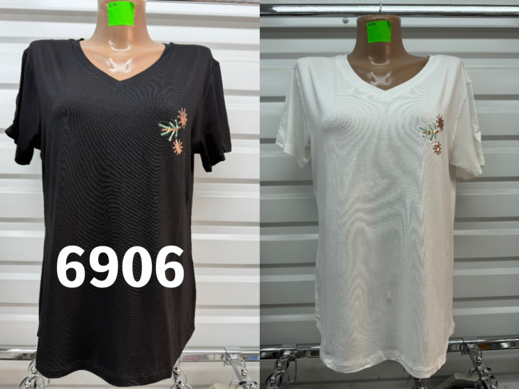 Футболка жіноча "6906" трикотаж (р: 46-54) 2 кольори, в упаковці 5 шт. №384270 - Natasha SE669